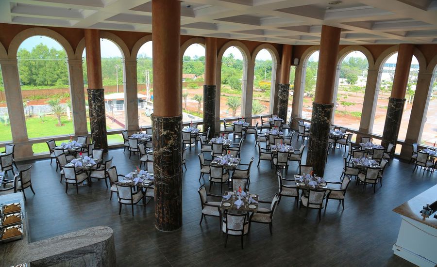 Café 74 East dining hall with arched windows